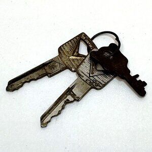 Ford Ignition Keys (2) Circa 1950s & Master Lock Key Authentic Collectible VTG